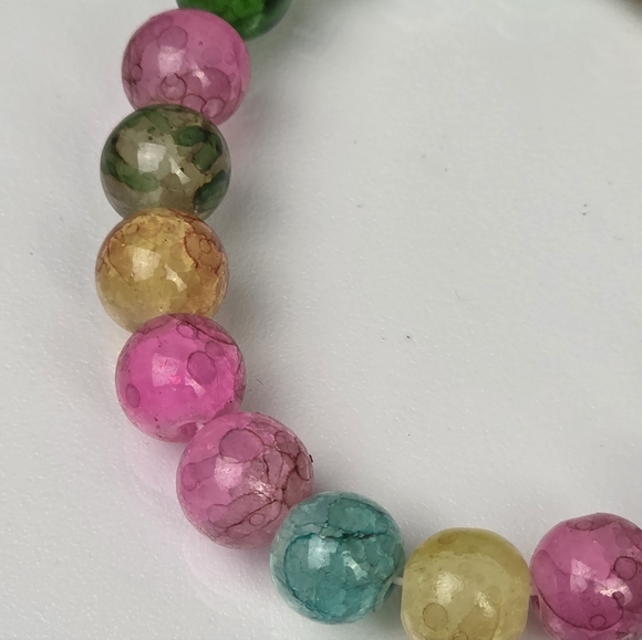 10mm Multicolor Glass Beads Bracelet - Picture 2 of 6